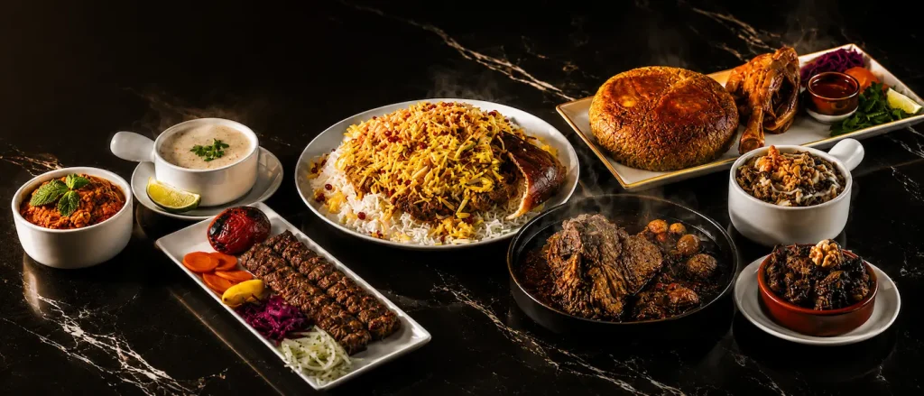 Assortiment de plats persans préparés par Maman Sady